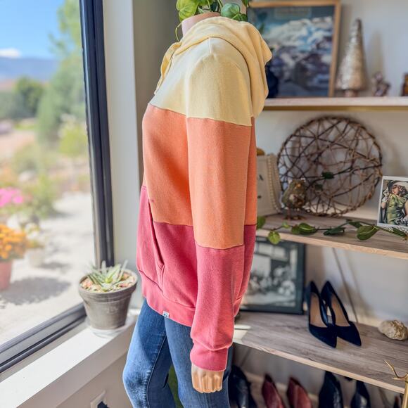 Free Assembly, Color Block Hoodie Sweatshirt, Women's Medium, Yellow/Orange/Pink - Picture 2 of 9